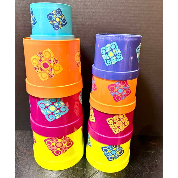 B. toys Stacking Buckets 8 Pcs Sorting Colorful Nesting Cups Bath & Backyard - Picture 1 of 4